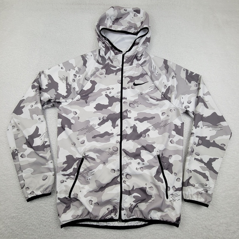 Nike Men’s White & Gray Camo Hooded Windbreaker